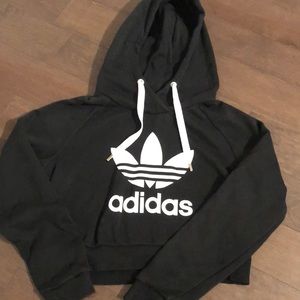 Adidas black cropped hoddie